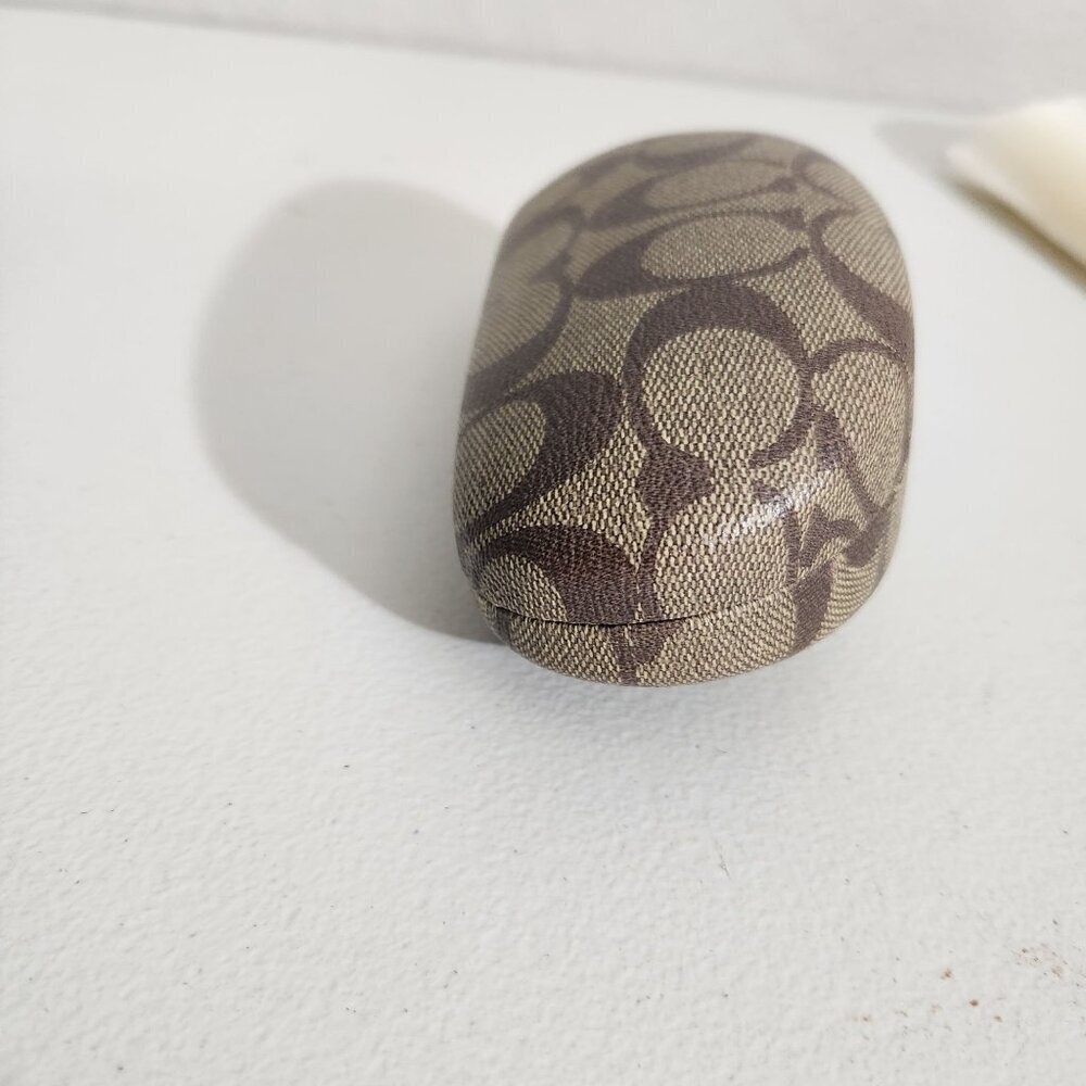 Coach Signature Pattern Hard Eyeglass Sunglasses Case Beige & Brown - Picture 4 of 11